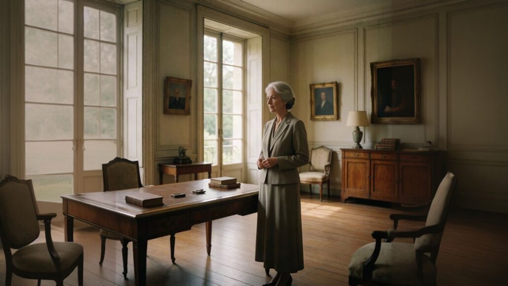 Retired professional reflecting in a quiet study as her life story begins to move beyond her title.